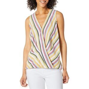 5twelve multicolor diagonal stripe surplice sleeveless top